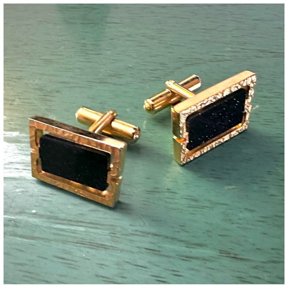 Vintage gold tone  blue goldstone cufflinks